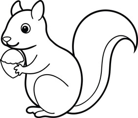 Adorable Squirrel Clutching Acorn Vector Illustration Perfect for Kids
