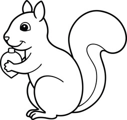 Squirrel With Acorn Vector Art Classic Cute Cartoon Design
