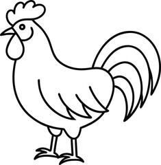 Vibrant Rooster with Prominent Comb Vector Design for Artwork
