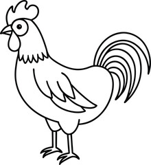 Stunning Rooster with Large Comb Vector Illustration for Graphics
