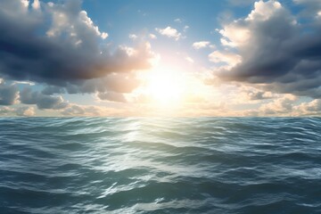 Obraz premium Serene Ocean Sunrise with Vibrant Clouds