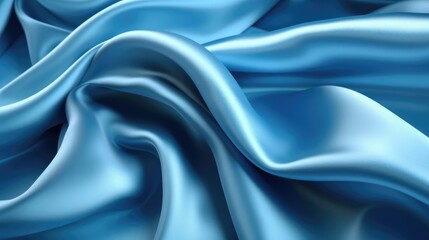 Fototapeta premium Luxurious Blue Silk Fabric Close-Up