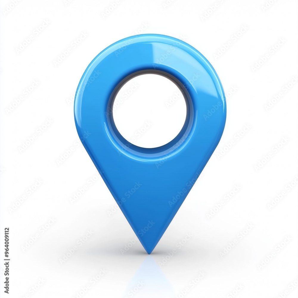 Fototapete 3d blue map marker icon for navigation and mapping