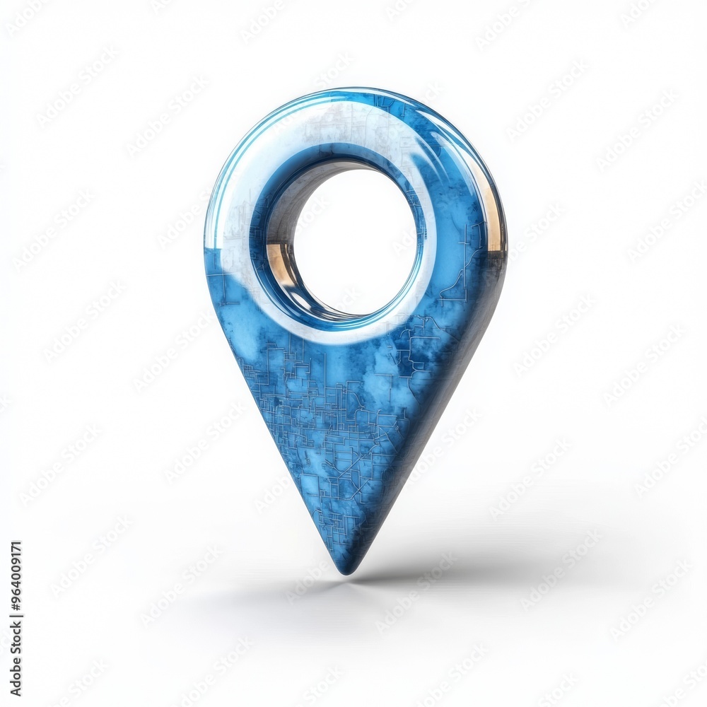 Poster 3D Blue Map Marker Icon for Navigation and Mapping
