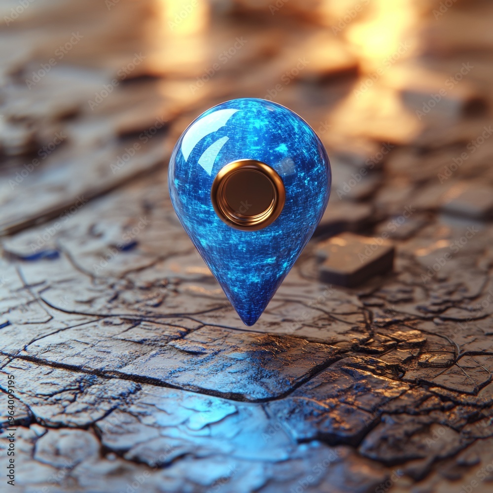 Aufkleber 3d blue map marker icon for navigation and mapping