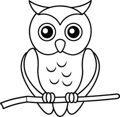 Enchanting Owl with Big Eyes Vector Illustration Perfect for Nature Themes
