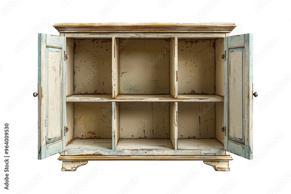 Wall mural realistic open cabinet isolated on transparent background, or for put things in cupboard.