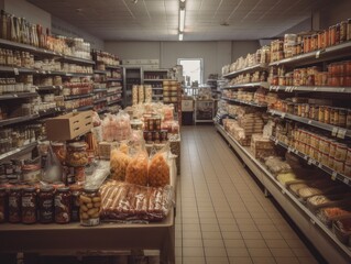 Fototapeta premium Well-Stocked Supermarket Aisle
