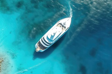 Fototapeta premium Luxury Yacht on Crystal Clear Waters