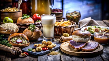 A vibrant display of gourmet dishes, fresh ingredients, and refreshing beverages showcasing culinary artistry