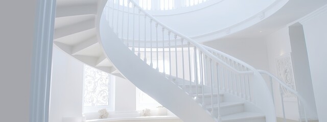 Elegant White Spiral Staircase in Minimalist Interior