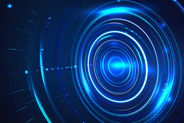 Obraz premium Abstract glowing circle lines on a dark blue background, abstract background, background, glowing background,, black glowing background, background, Glowing circular lines on dark blue background: 