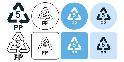 recycle plastic symbol polypropylene, PP Recycling Sign icon symbol ui and ux design, glyphs and stroke line	