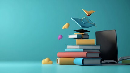 Fototapeta premium National Online Learning Day Background Concept 