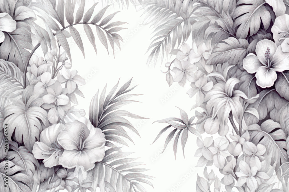 Wall mural elegant tropical floral pattern