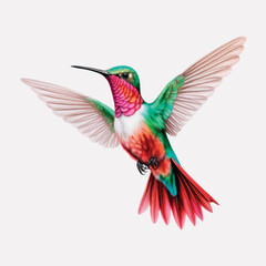 Colorful hummingbird in flight