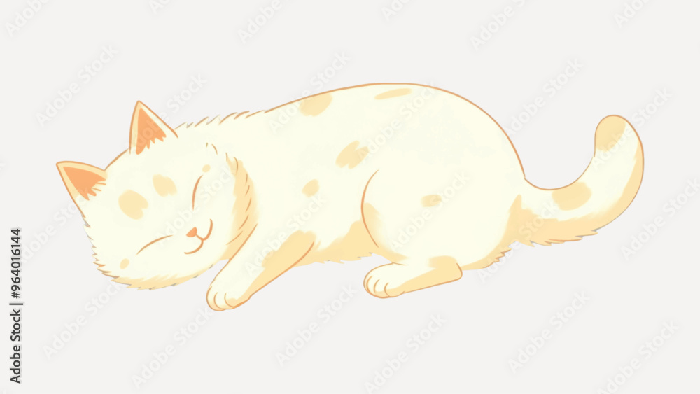 Sticker adorable sleeping cartoon cat