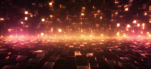Fototapeta premium Abstract Digital Landscape Glowing with Warmth