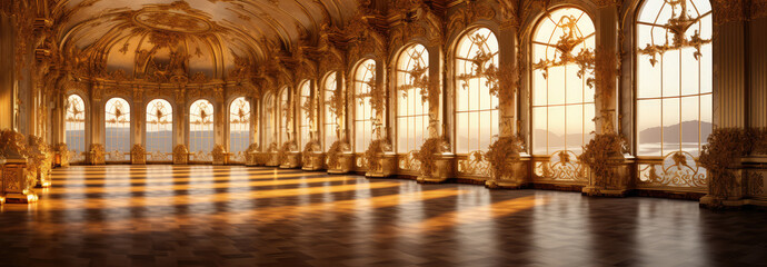 Obraz premium Golden Hour in a Grand Historic Ballroom