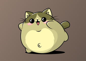 Chubby Tabby Cat: A round, adorable cat with prominent whiskers and a patterned fur
