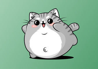 Chubby Tabby Cat: A round, adorable cat with prominent whiskers and a patterned fur
