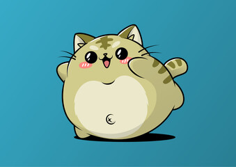 Chubby Tabby Cat: A round, adorable cat with prominent whiskers and a patterned fur
