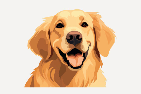 Golden retriever digital art portrait