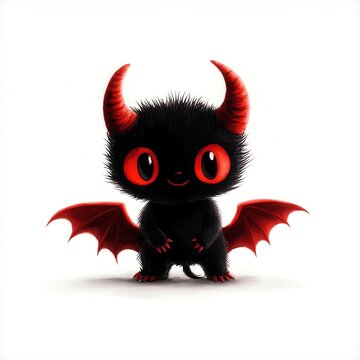 recommend clip art: Tiny devil character clipart, Halloween element, watercolor illustration, sharp outlines, cute with horns and a tail, isolated on white background
