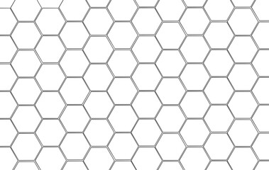 Hexagon geometric grid pattern isolated on transparent background, Abstract black honeycomb texture horizontal backdrop design, illustration png file