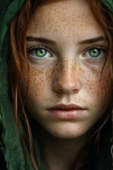 Green Eyed Woman with Freckles