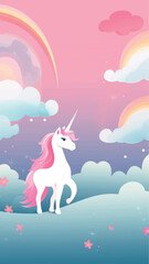 Magical unicorn in dreamy landscape