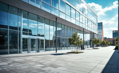 Sleek Modern Office Building in Urban Setting