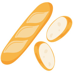 フランスパン、バゲットのイラスト　1本　スライス