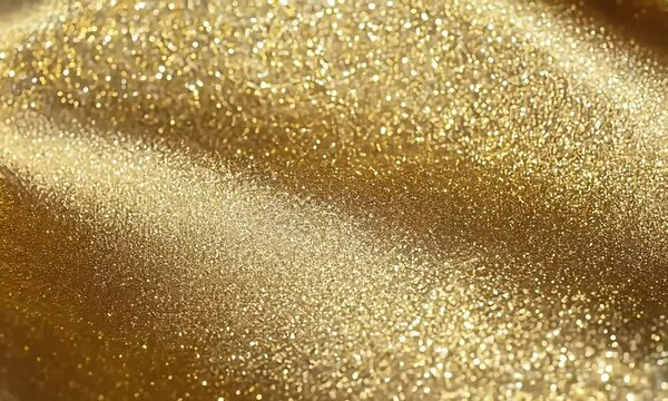 Shimmering Gold Glitter Texture with a Subtle Wave, 4K Video Stock for Luxurious and Festive Visuals.