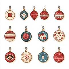 Set of minimalistic geometric Christmas elements in flat and linear style. Abstract Xmas decoration. Vector illustration. ai generated