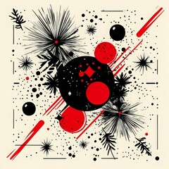 Set of minimalistic geometric Christmas elements in flat and linear style. Abstract Xmas decoration. Vector illustration. ai generated