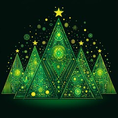 Set of minimalistic geometric Christmas elements in flat and linear style. Abstract Xmas decoration. Vector illustration. ai generated