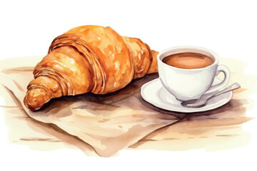 Delicious croissant with coffee