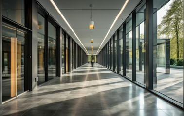 Fototapeta premium Sleek Modern Corporate Hallway Design