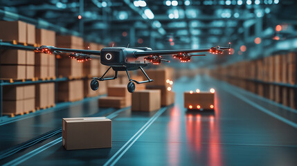 Automated systems in the aerial supply chain, showcasing the role of automation in managing air logistics within a supply chain