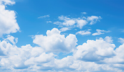 Peaceful Blue Sky with Fluffy Clouds