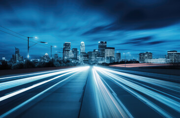 Obraz premium Dynamic Light Trails in Urban Night Cityscape