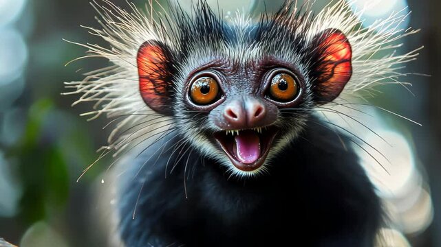 A Close-Up Portrait of a Aye-Aye Lemur