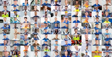 Worker Group. Engineers, Handymen And Janitors