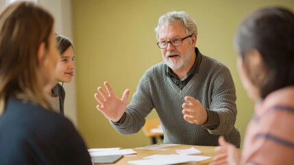 Fototapeta premium A business coach providing guidance to a team during a workshop