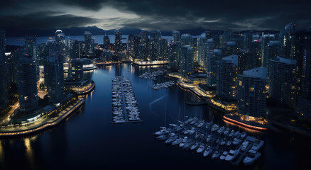 Fototapeta premium Urban Twilight: The City's Nighttime Panorama