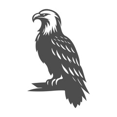 A vector silhouette drawing of an eagle on white background