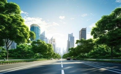 Obraz premium Green Urban Escape: Cityscape Meets Nature's Beauty