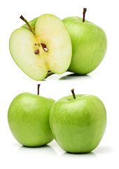 Green apples isolated on white background