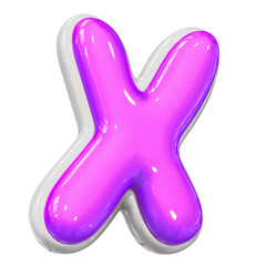 X Letter With Purple 3D Render